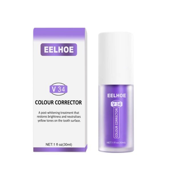 EELHOE V34 Colour Corrector, Mouth Shine White Clean Stains Shine White Teeth Purple Toothpaste