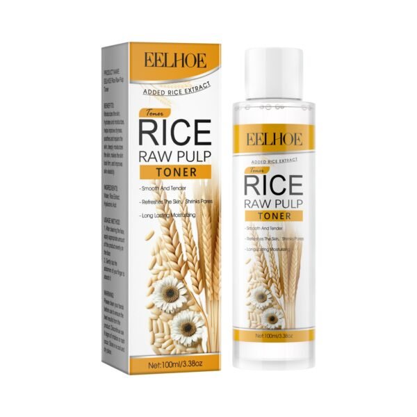 Rice Raw Pulp Toner, Moist Firming Shine Bright Skin Contractive Pore Skin Care Water