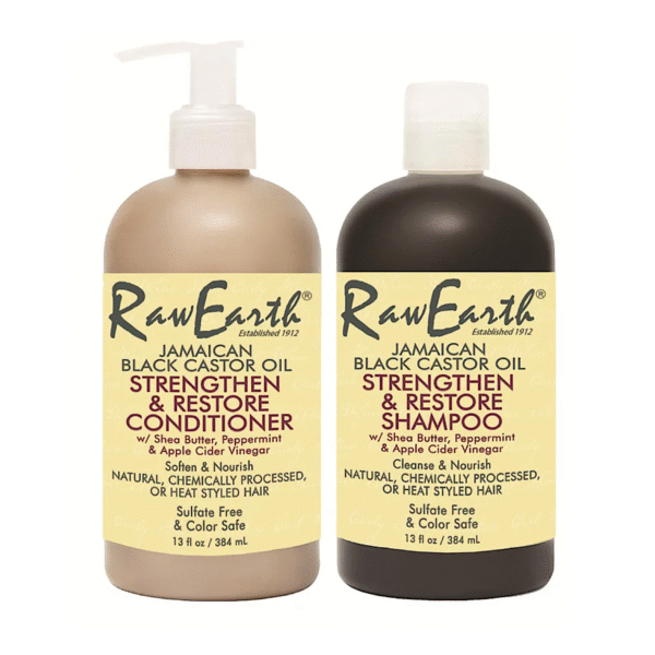 Raw Earth Black Castor Oil Strengthen & Restore Hair Growth Shampoo & Conditioner 384ml