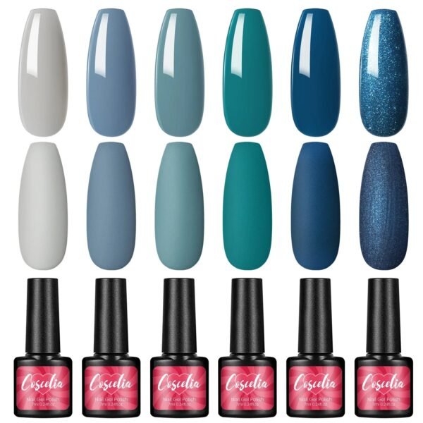 COSCELIA 6Pcs Glitter Gel Nail Set