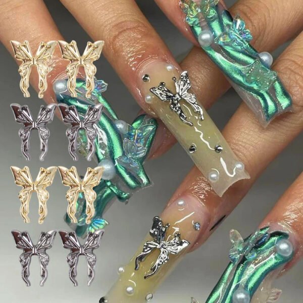 Gold/Silver Butterfly Nail Charms