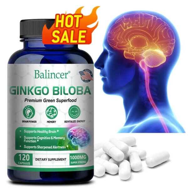 Balincer Ginkgo Leaf Extract Supplement - For Brain and Memory Health for Men and Women.