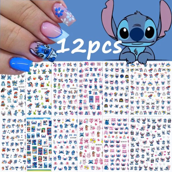 12Sheet Cartoon Stitch Nail Stickers